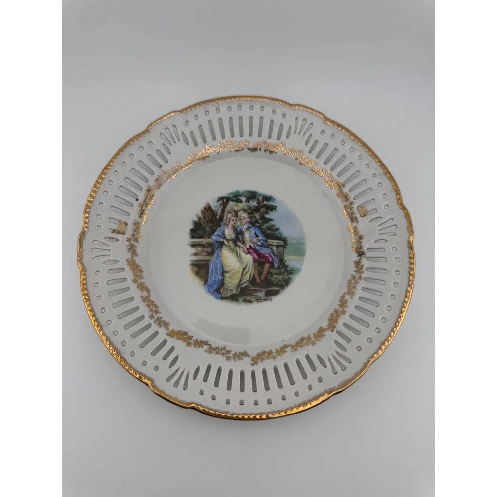 Schwarzenhammer Bavaria Decorative Plate Cobalt Blue Courtship Scene